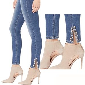 Joe's The Icon Mid Rise Skinny Ankle Jewel Accents Jeans in Cleo Size 28